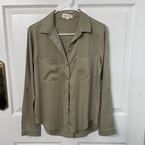 Anthropologie Cloth and Stone Olive Button Down Shirt